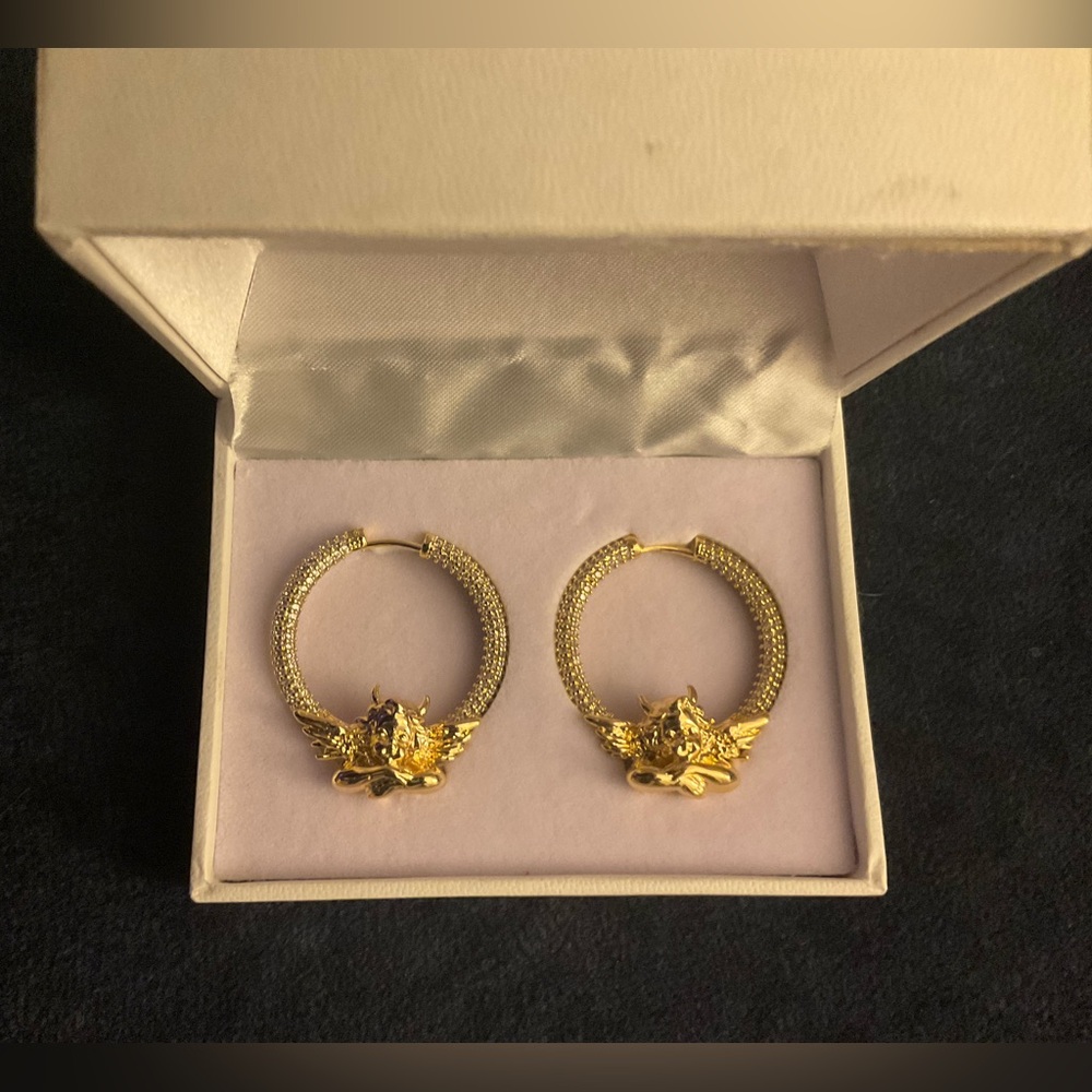 Boys Lie Gold Pave Hoop Earrings